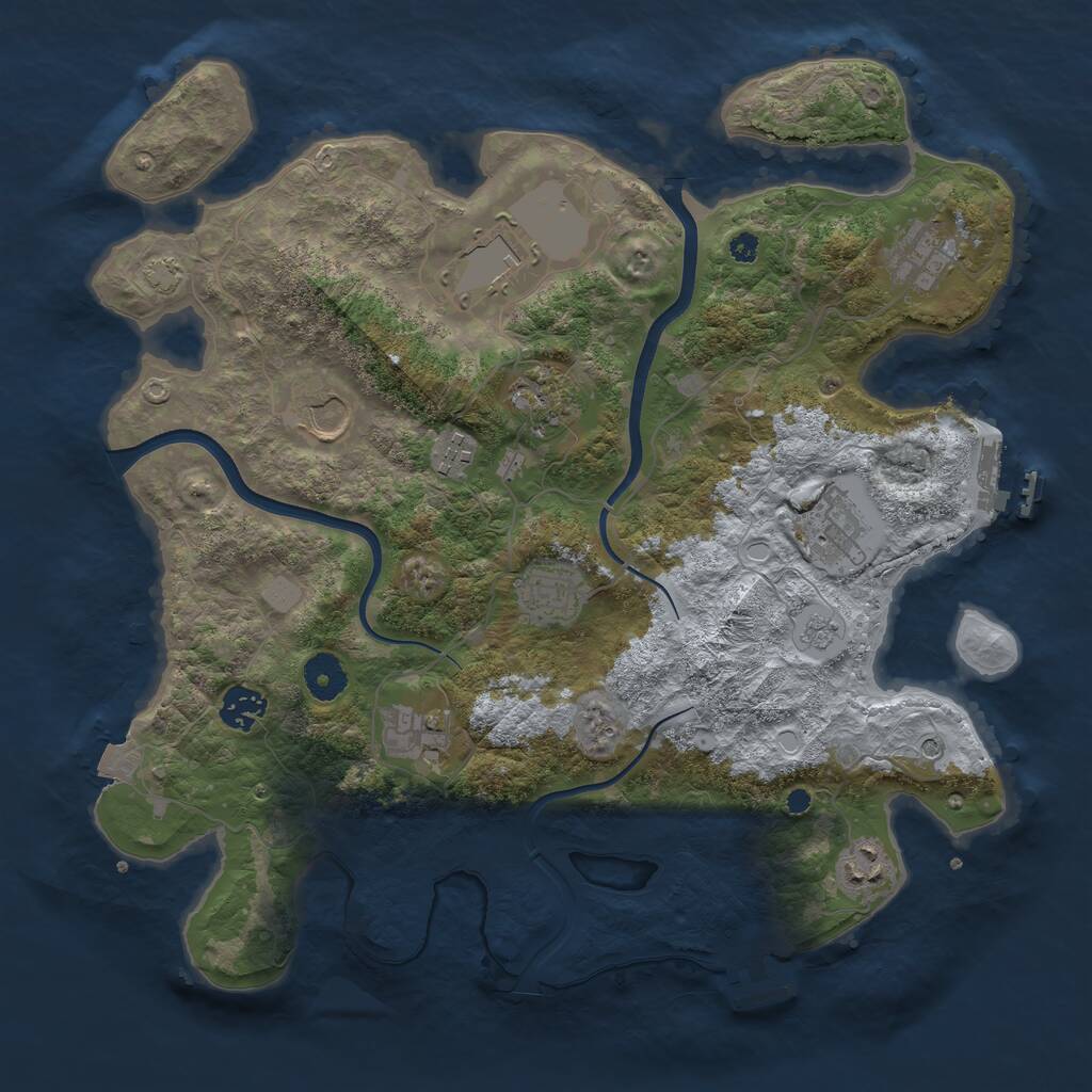 Rust Map: Procedural Map, Size: 3700, Seed: 1281769931, 16 Monuments