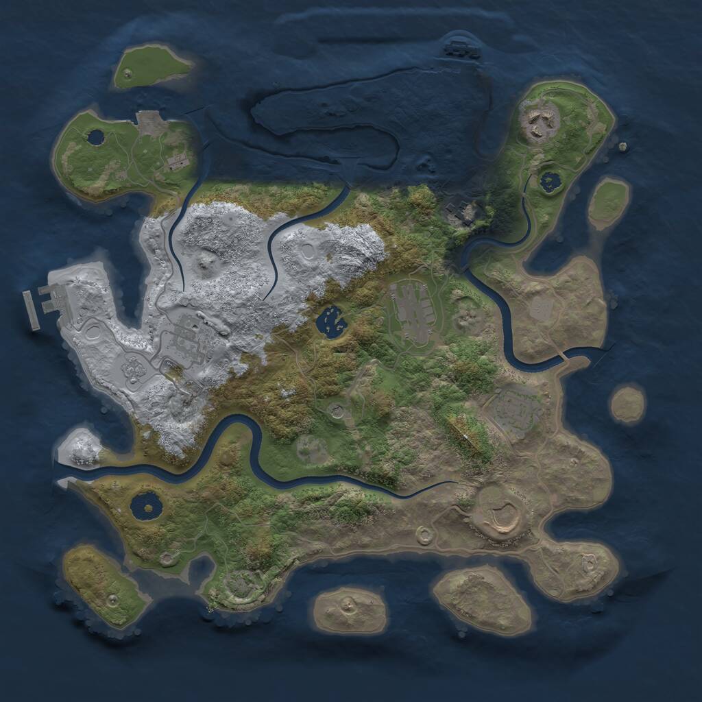 Rust Map: Procedural Map, Size: 3500, Seed: 313307690, 13 Monuments