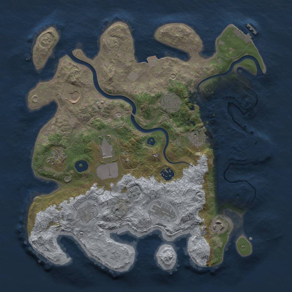 Rust Map: Procedural Map, Size: 3500, Seed: 1255433195, 16 Monuments
