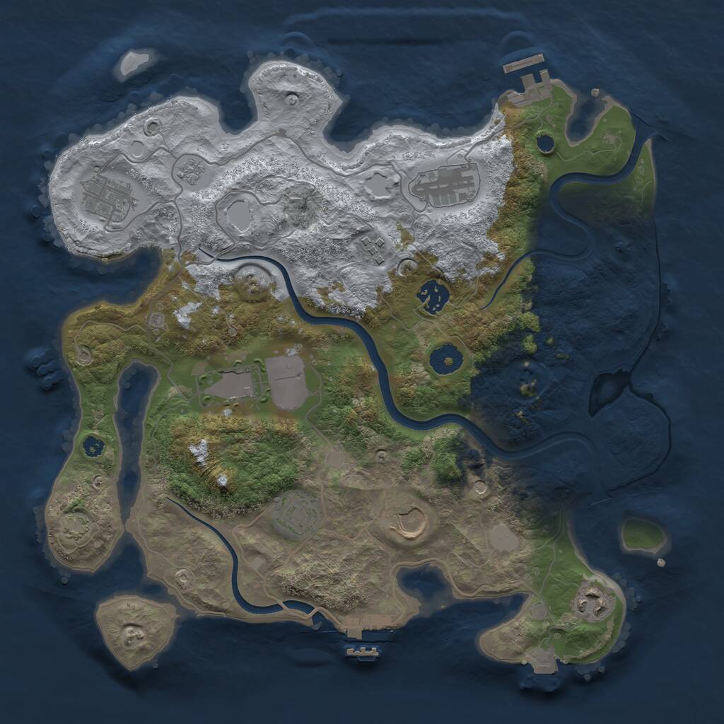 Rust Map: Procedural Map, Size: 3500, Seed: 49862704, 14 Monuments