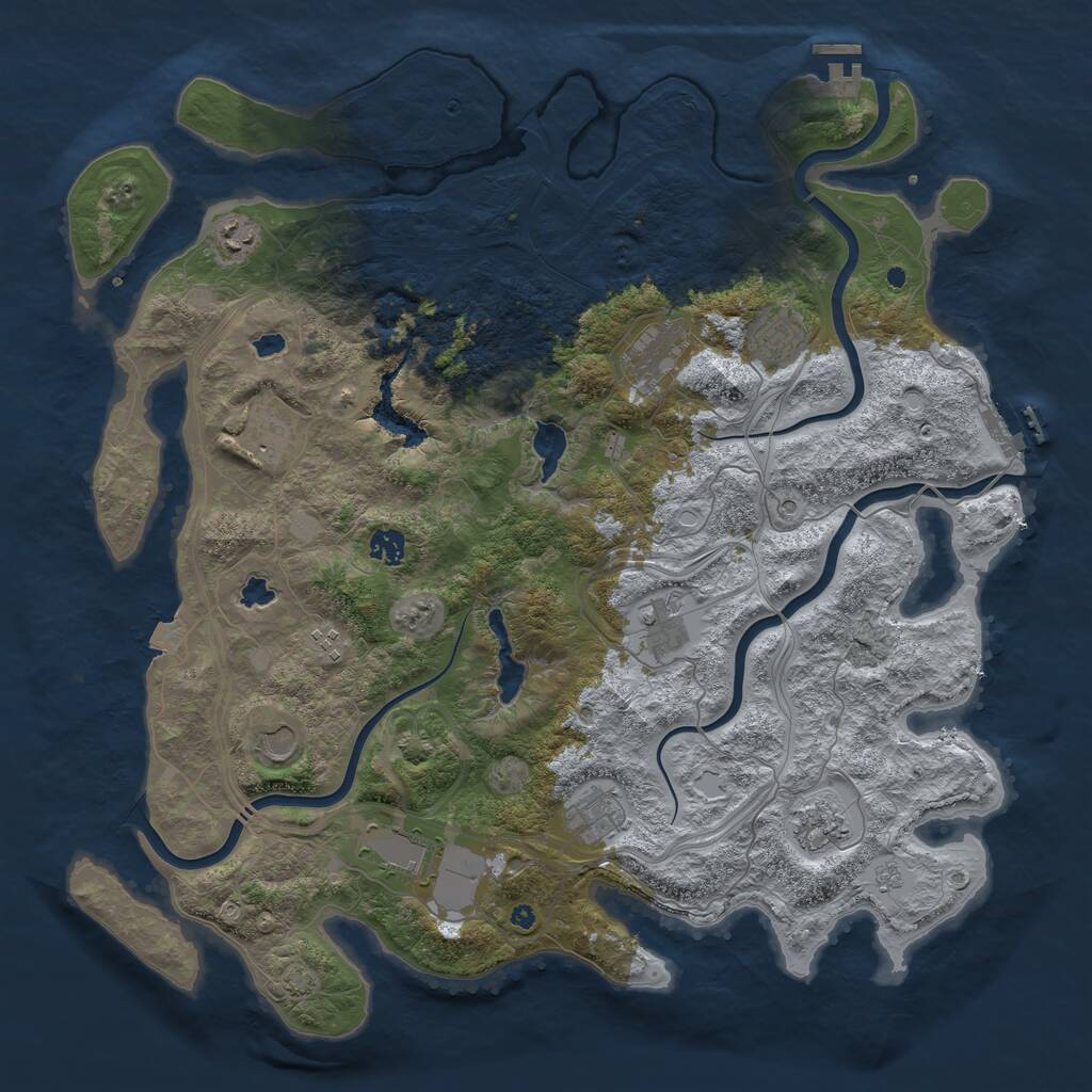 Rust Map: Procedural Map, Size: 4500, Seed: 233047061, 17 Monuments