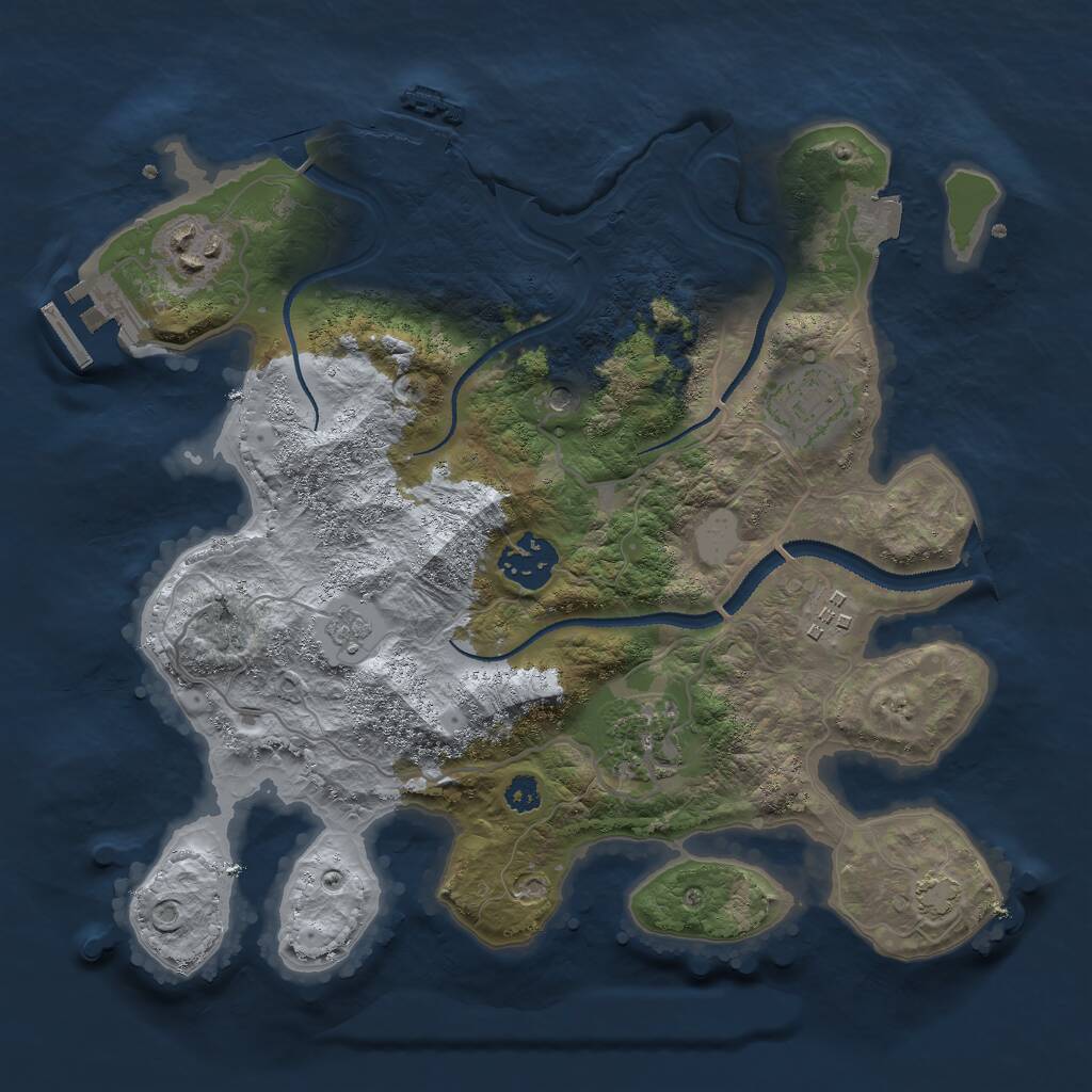 Rust Map: Procedural Map, Size: 3000, Seed: 2029207126, 11 Monuments