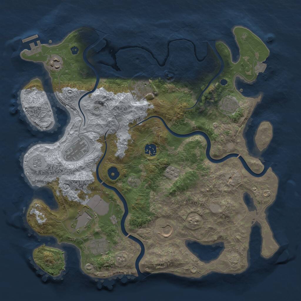 Rust Map: Procedural Map, Size: 3700, Seed: 1160142842, 14 Monuments