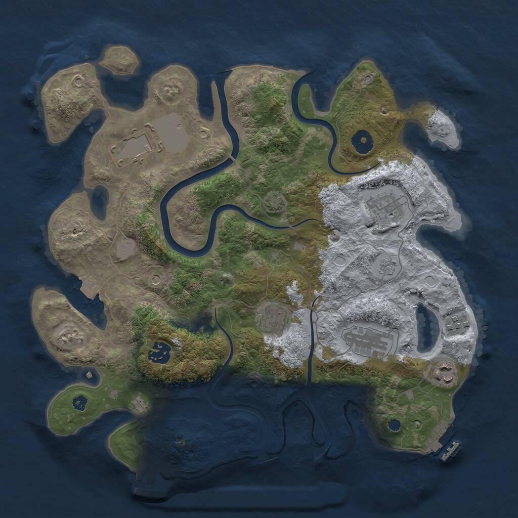 Rust Map: Procedural Map, Size: 3500, Seed: 1112712634, 13 Monuments