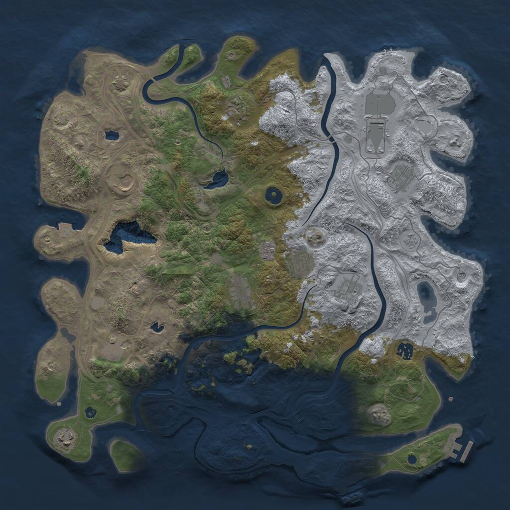 Rust Map: Procedural Map, Size: 4500, Seed: 553127249, 17 Monuments