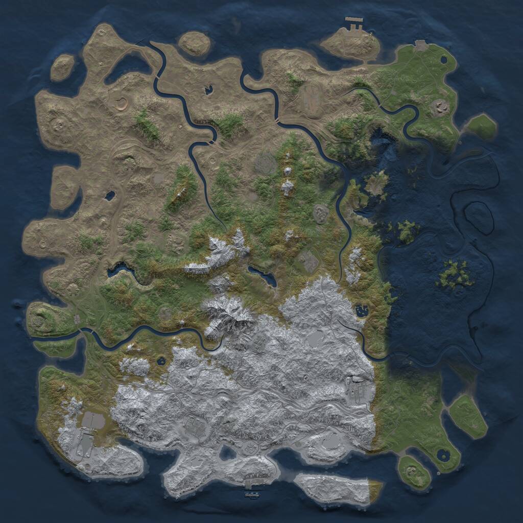 Rust Map: Procedural Map, Size: 6000, Seed: 1154993774, 17 Monuments