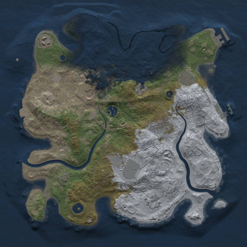 Rust Map: Procedural Map, Size: 3500, Seed: 82371074, 14 Monuments