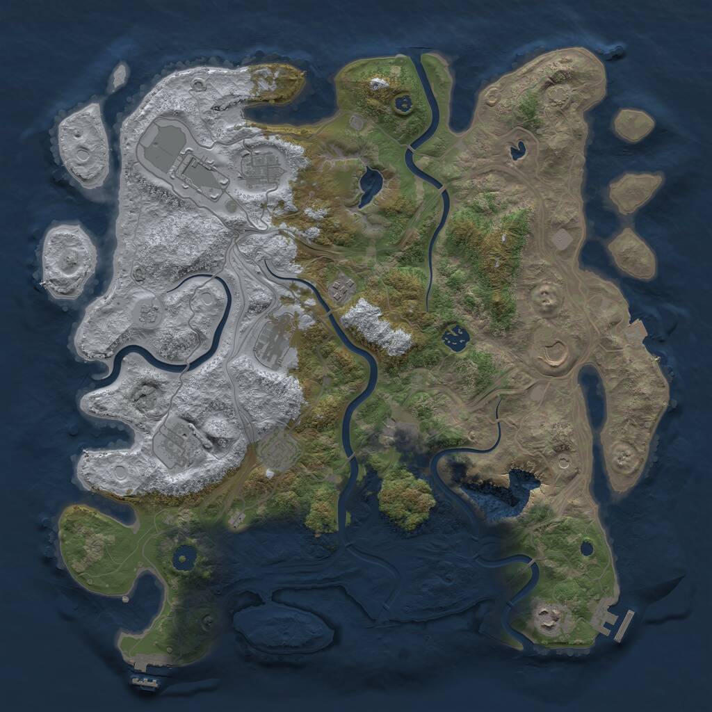 Rust Map: Procedural Map, Size: 4250, Seed: 1000693544, 16 Monuments