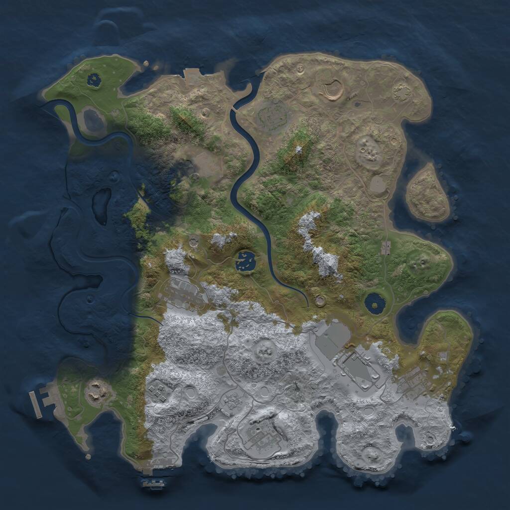 Rust Map: Procedural Map, Size: 3700, Seed: 818554935, 16 Monuments
