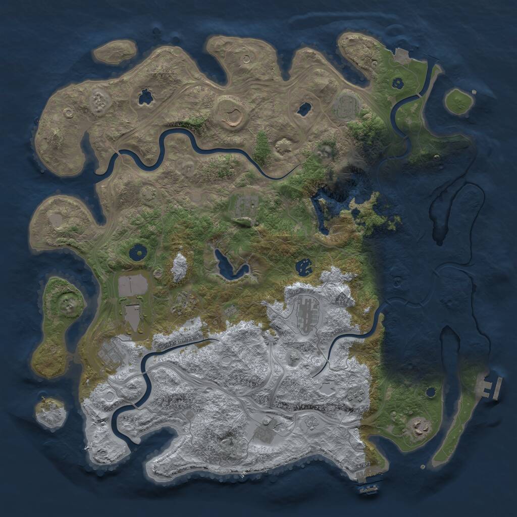 Rust Map: Procedural Map, Size: 4500, Seed: 108628156, 17 Monuments