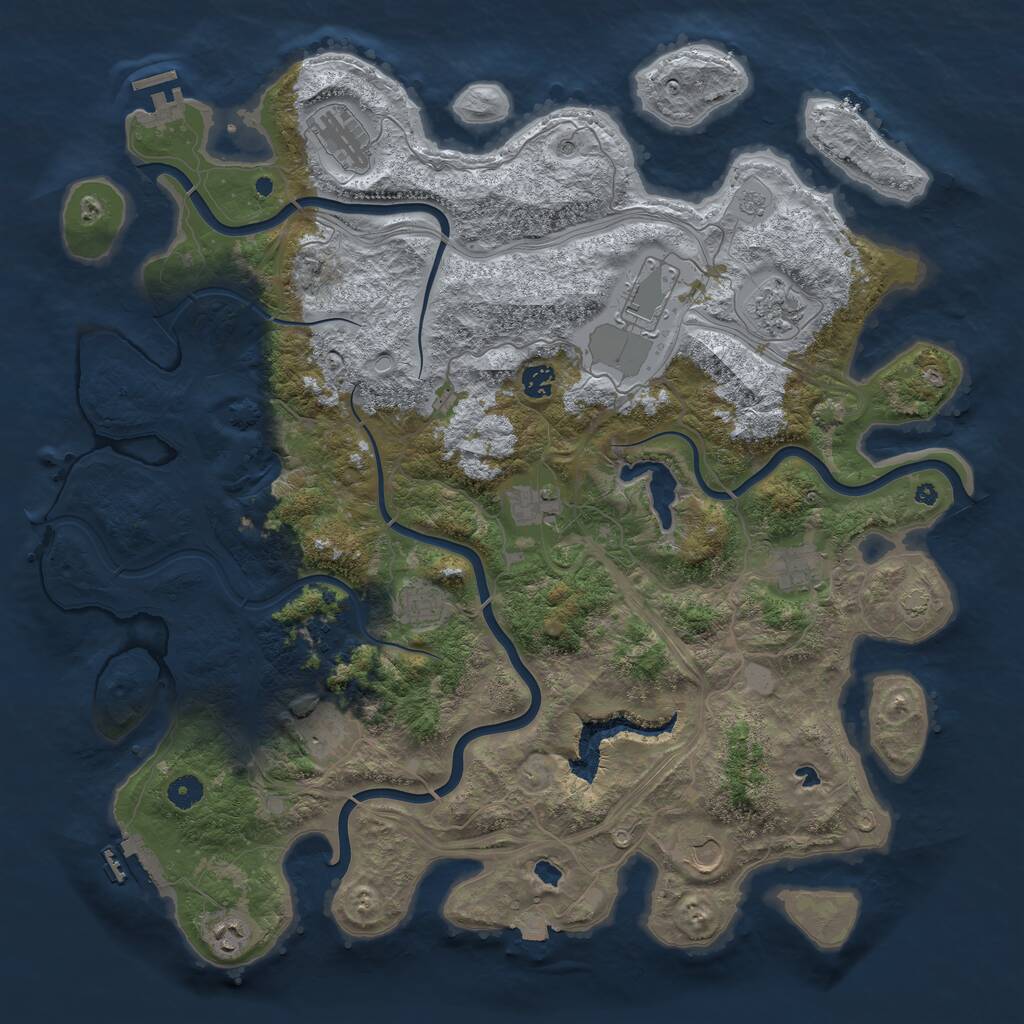 Rust Map: Procedural Map, Size: 4553, Seed: 1, 17 Monuments