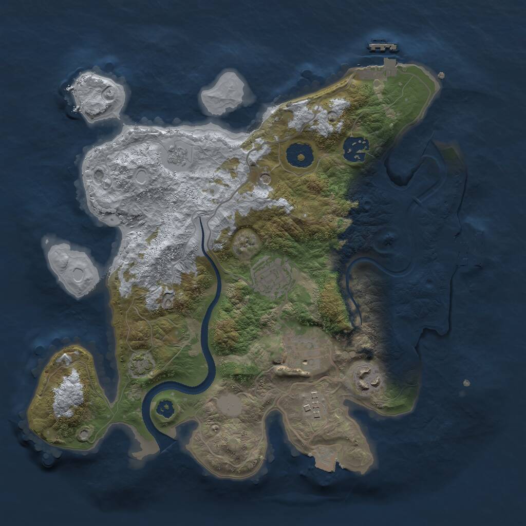 Rust Map: Procedural Map, Size: 3000, Seed: 2119394907, 11 Monuments