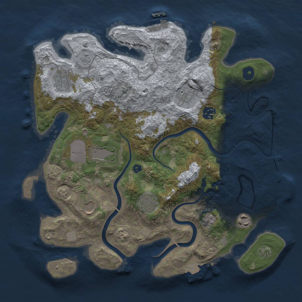 Rust Map: Procedural Map, Size: 3500, Seed: 1136402644, 14 Monuments