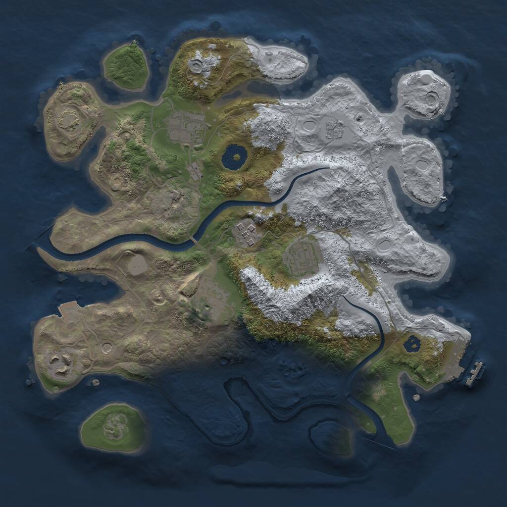 Rust Map: Procedural Map, Size: 3000, Seed: 1893256934, 10 Monuments