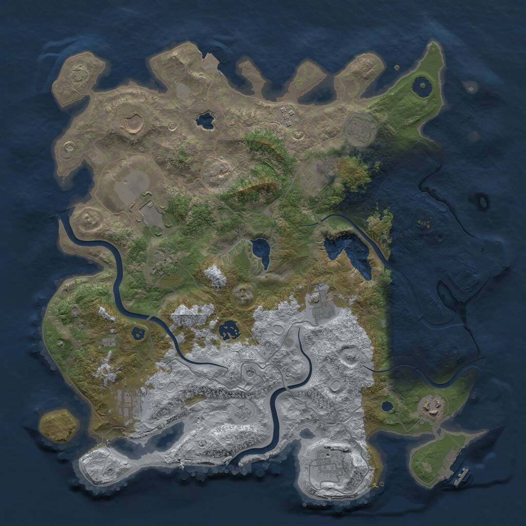 Rust Map: Procedural Map, Size: 4000, Seed: 963907416, 17 Monuments