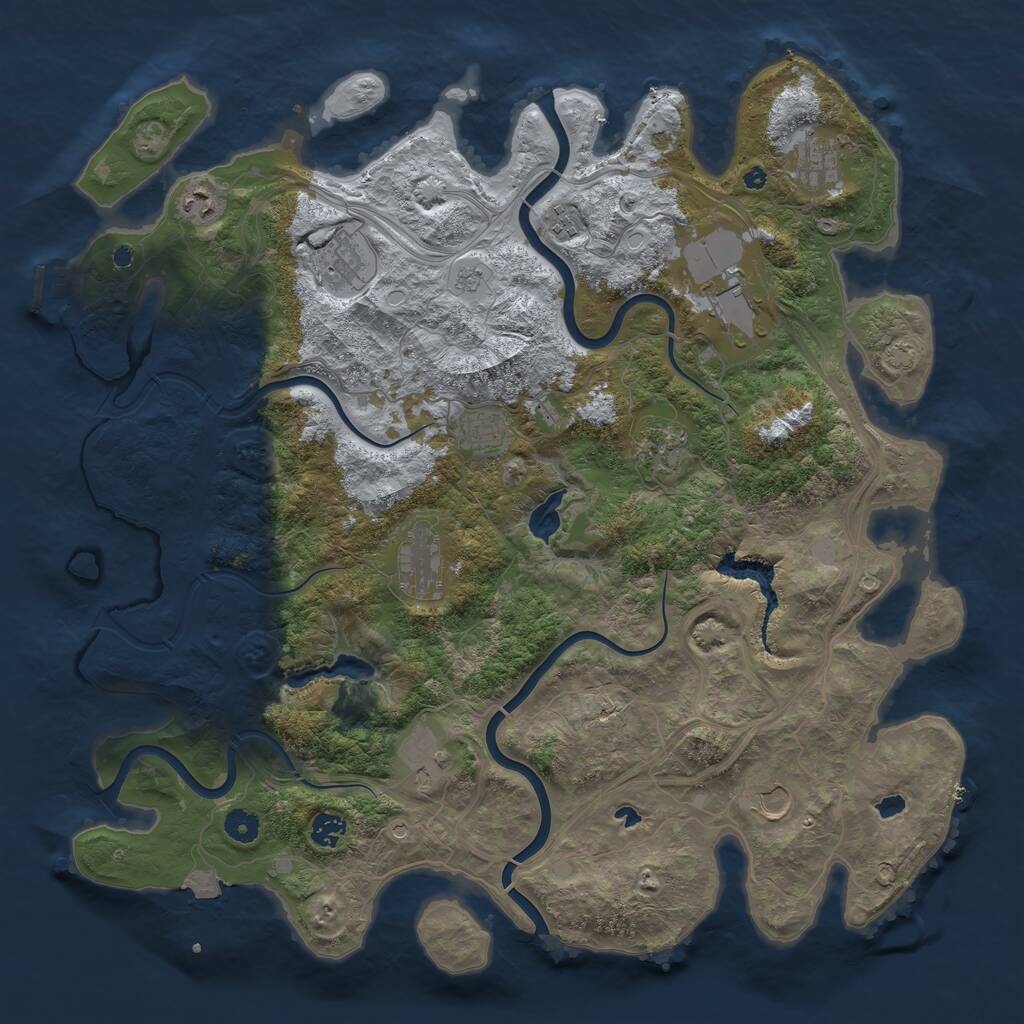 Rust Map: Procedural Map, Size: 4500, Seed: 1866735634, 16 Monuments