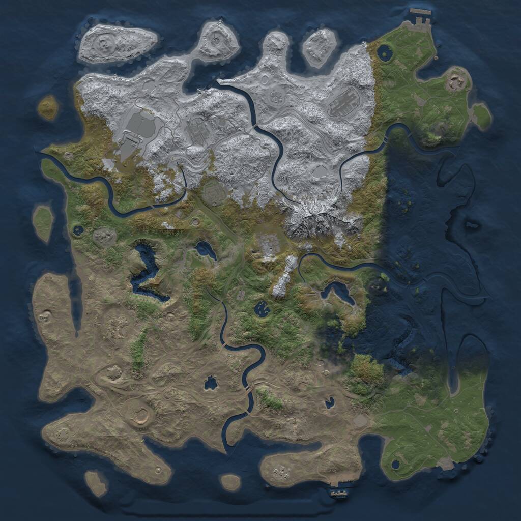 Rust Map: Procedural Map, Size: 5000, Seed: 2120828630, 17 Monuments