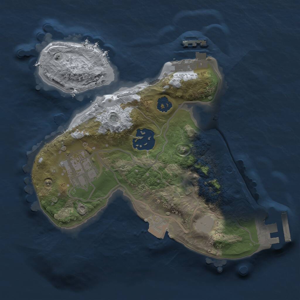 Rust Map: Procedural Map, Size: 2000, Seed: 770449827, 5 Monuments
