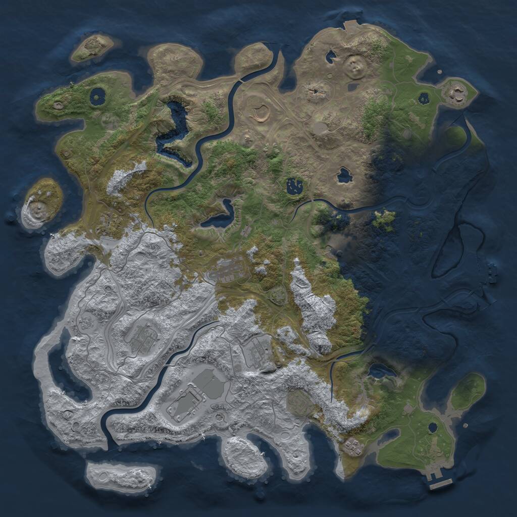 Rust Map: Procedural Map, Size: 4500, Seed: 664274081, 17 Monuments