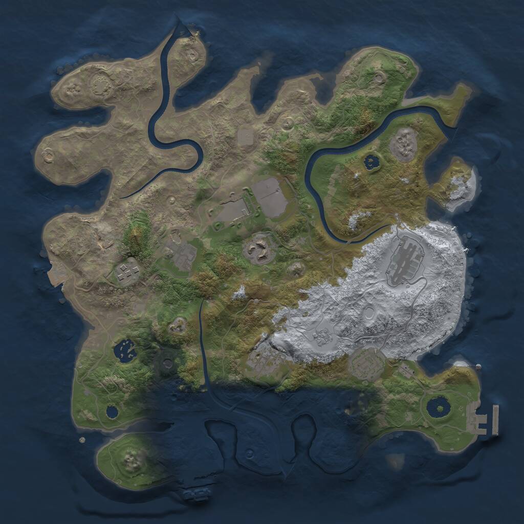 Rust Map: Procedural Map, Size: 3500, Seed: 51293, 14 Monuments