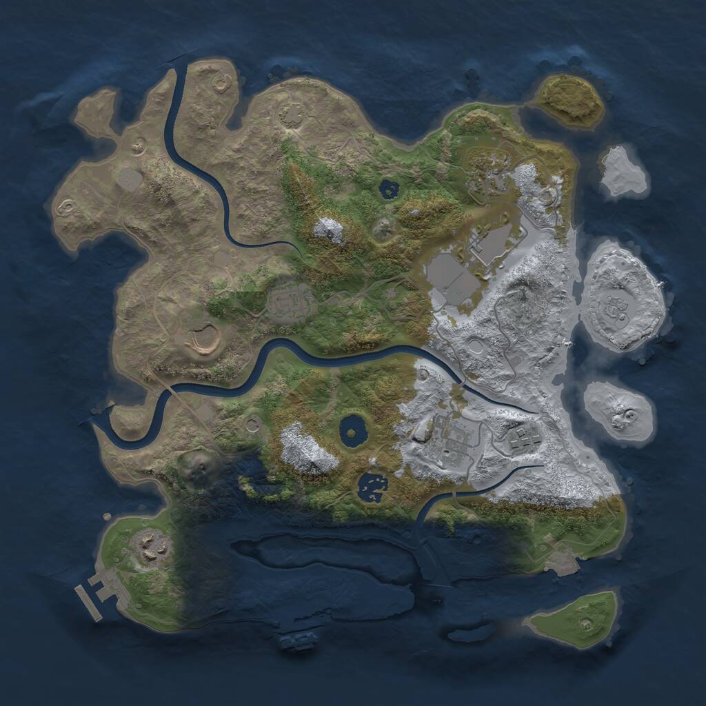 Rust Map: Procedural Map, Size: 3500, Seed: 1083278190, 14 Monuments
