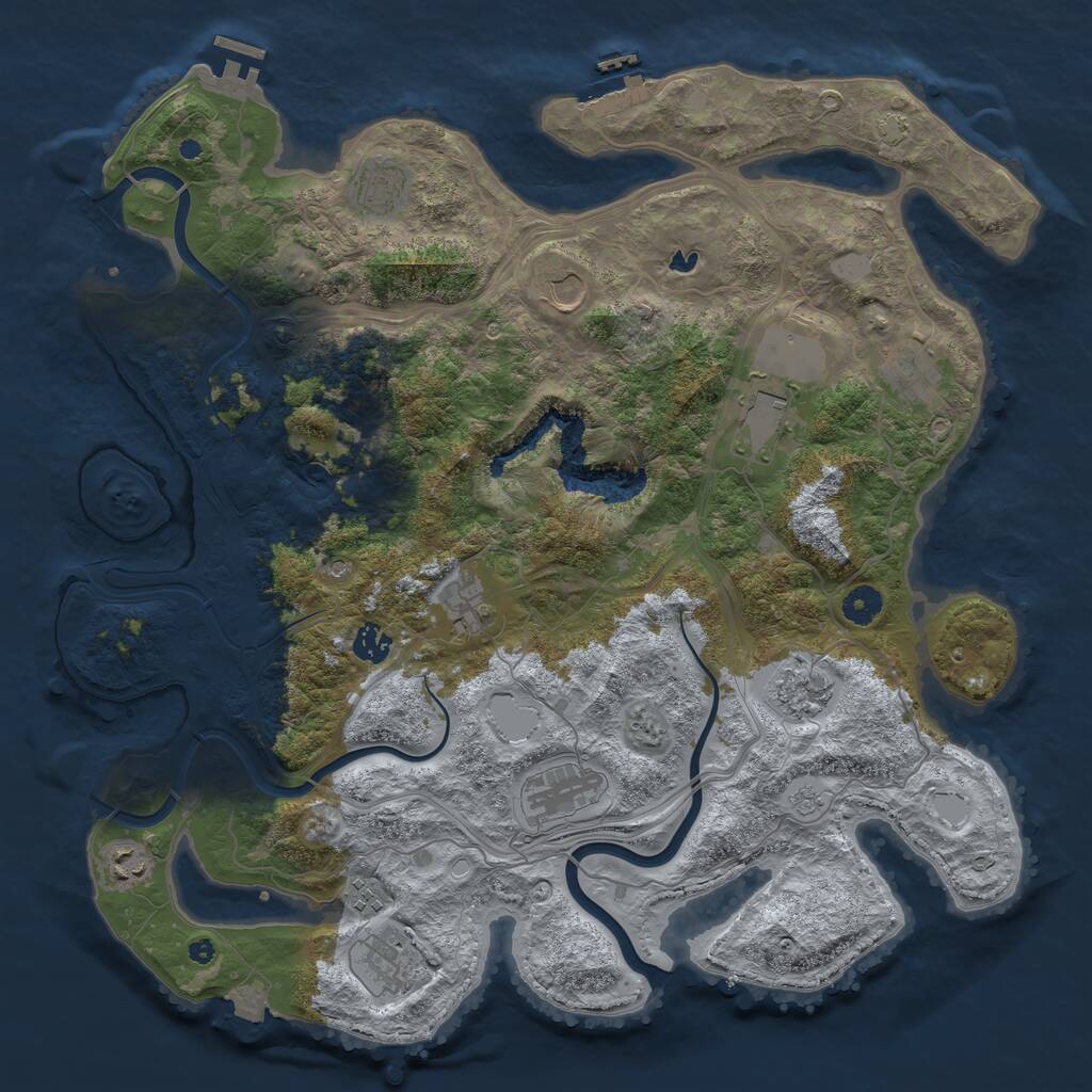 Rust Map: Procedural Map, Size: 4250, Seed: 1277649823, 17 Monuments