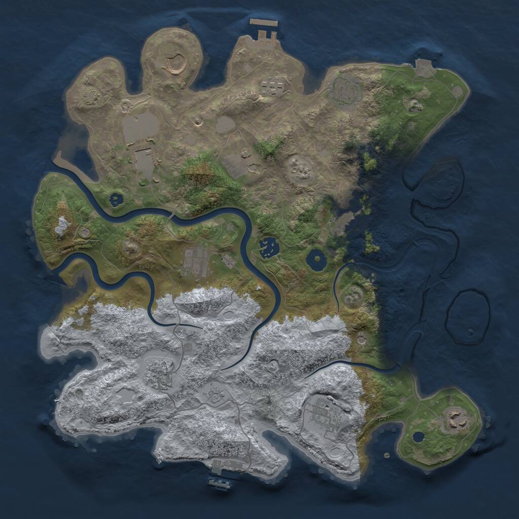 Rust Map: Procedural Map, Size: 3750, Seed: 1255131306, 17 Monuments