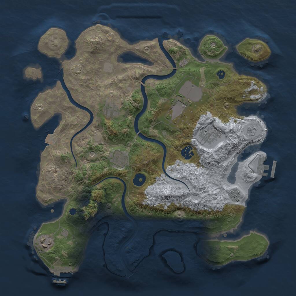 Rust Map: Procedural Map, Size: 3500, Seed: 1860477019, 13 Monuments