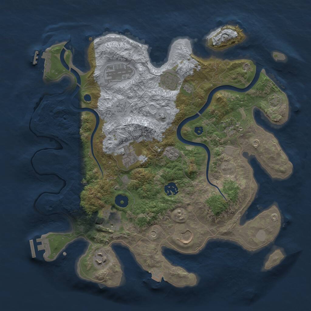 Rust Map: Procedural Map, Size: 3500, Seed: 6557944, 15 Monuments