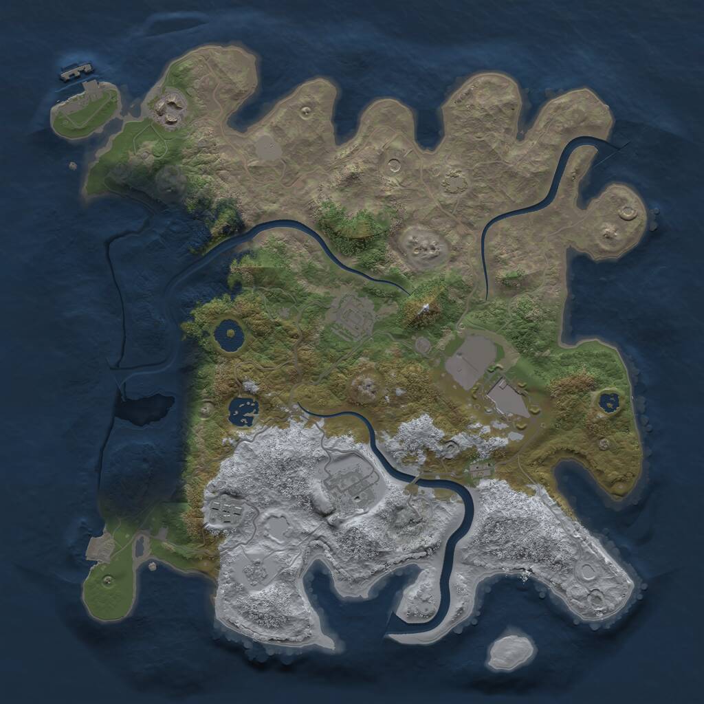 Rust Map: Procedural Map, Size: 3500, Seed: 1785775414, 11 Monuments