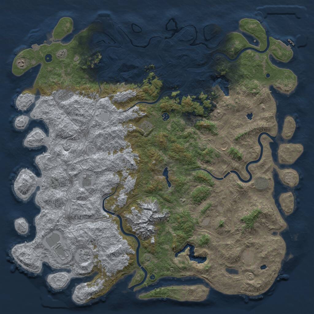 Rust Map: Procedural Map, Size: 6000, Seed: 1948337299, 17 Monuments