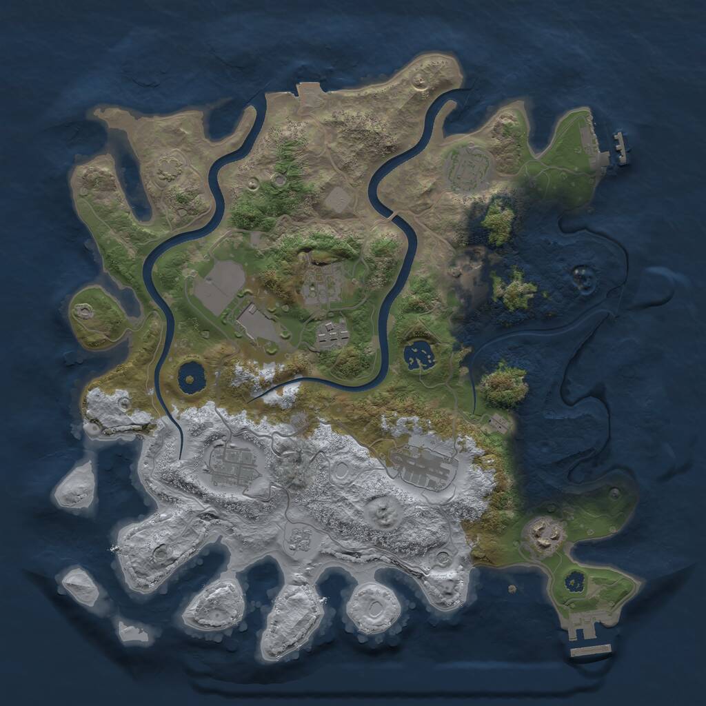 Rust Map: Procedural Map, Size: 3500, Seed: 564840718, 15 Monuments