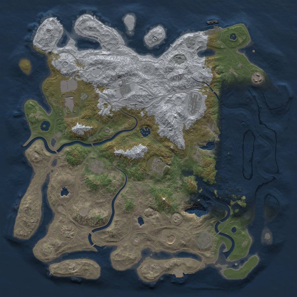 Rust Map: Procedural Map, Size: 4500, Seed: 1329809452, 17 Monuments