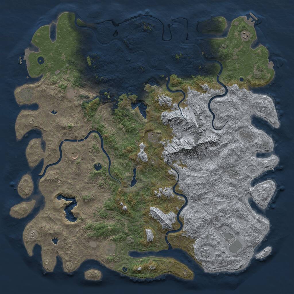 Rust Map: Procedural Map, Size: 6000, Seed: 1670397203, 17 Monuments