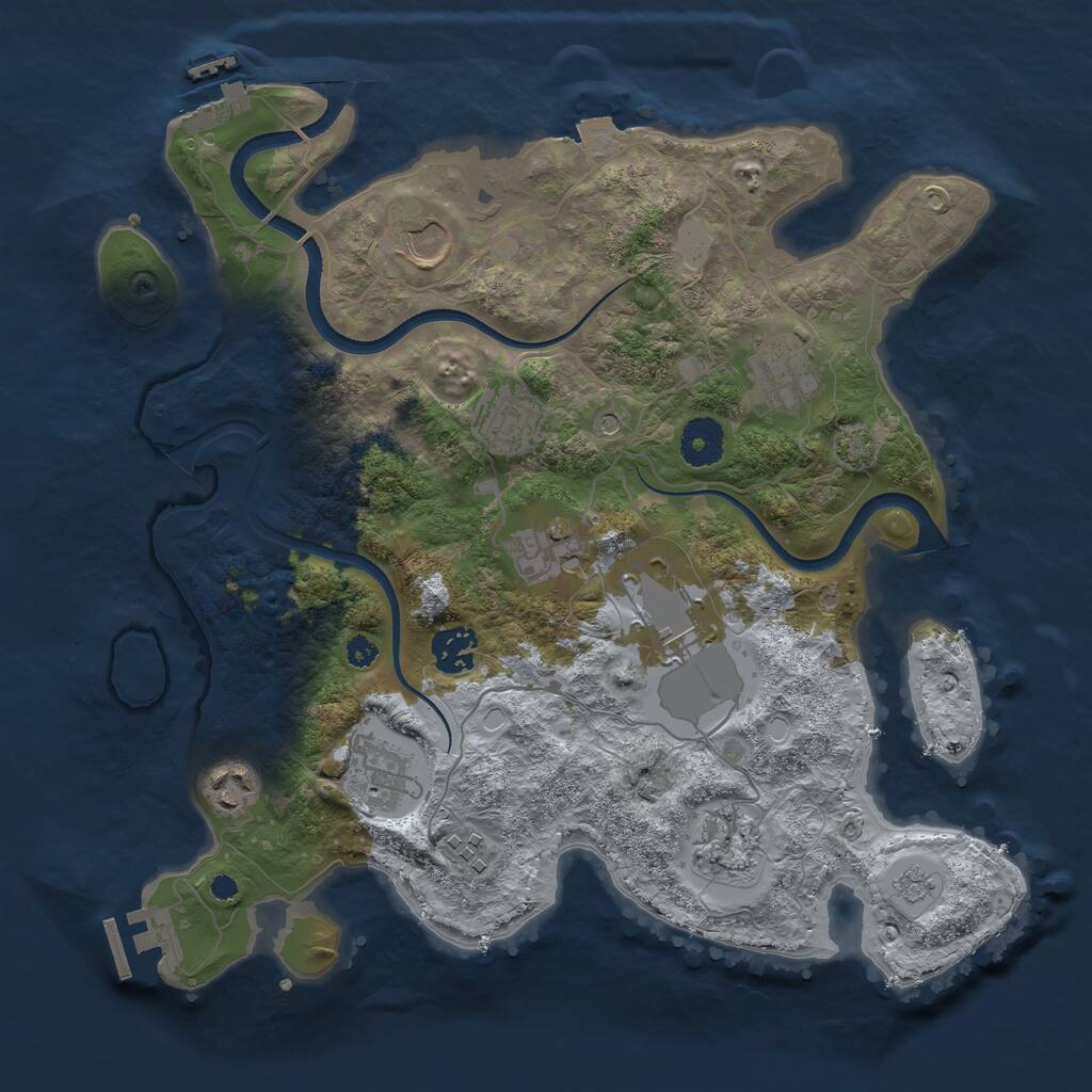 Rust Map: Procedural Map, Size: 3500, Seed: 1209228262, 16 Monuments