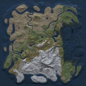 Thumbnail Rust Map: Procedural Map, Size: 5000, Seed: 1685829096, 16 Monuments