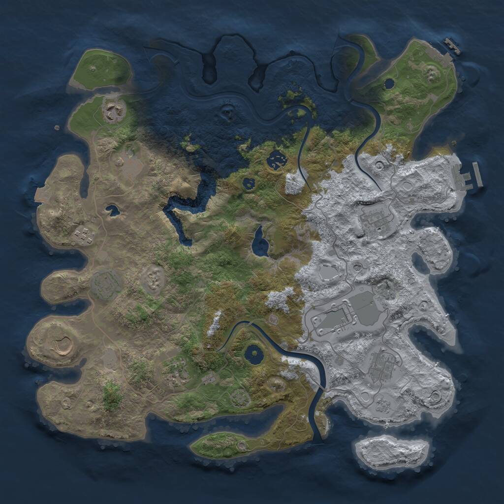 Rust Map: Procedural Map, Size: 4000, Seed: 32561, 16 Monuments