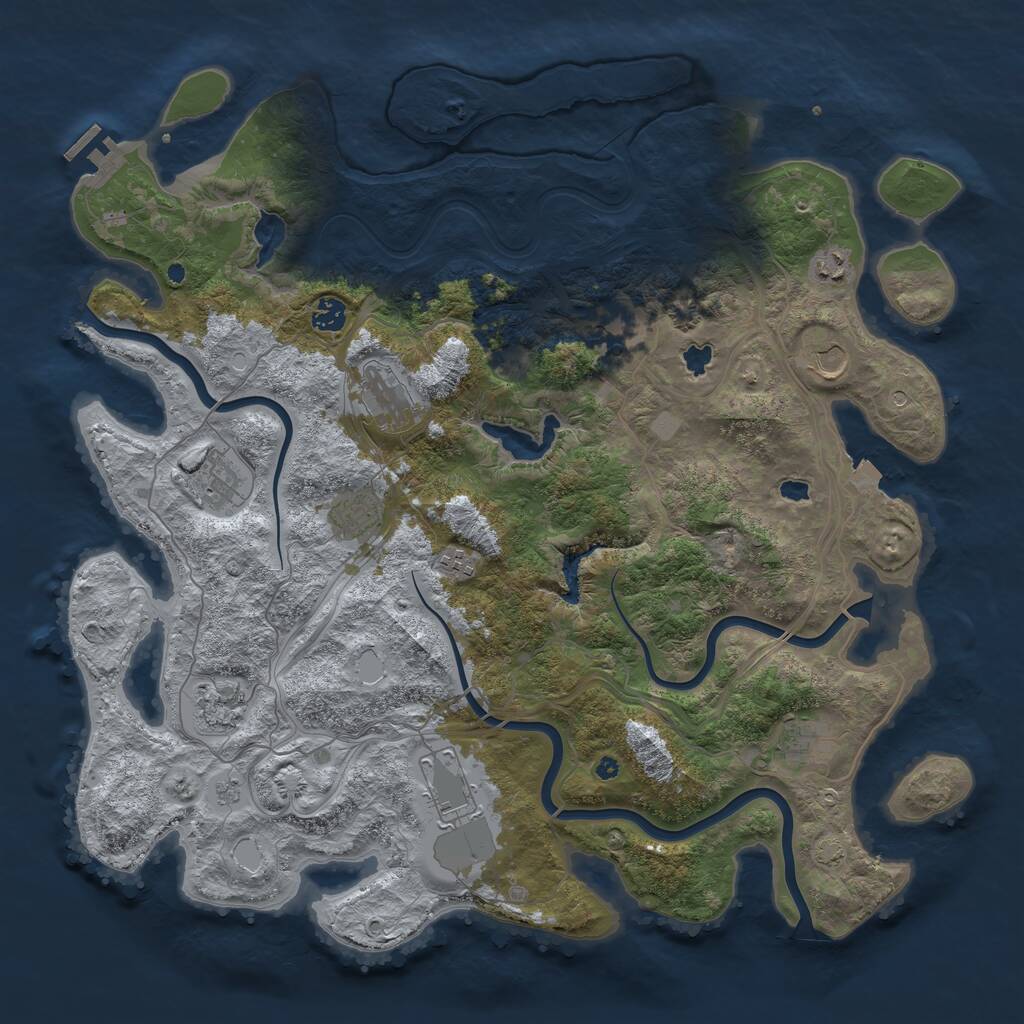 Rust Map: Procedural Map, Size: 4500, Seed: 2028308275, 16 Monuments