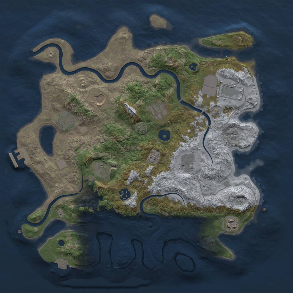 Rust Map: Procedural Map, Size: 3750, Seed: 51765847, 14 Monuments