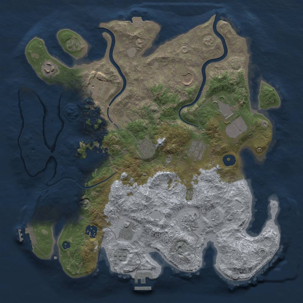 Rust Map: Procedural Map, Size: 3700, Seed: 1994213910, 17 Monuments