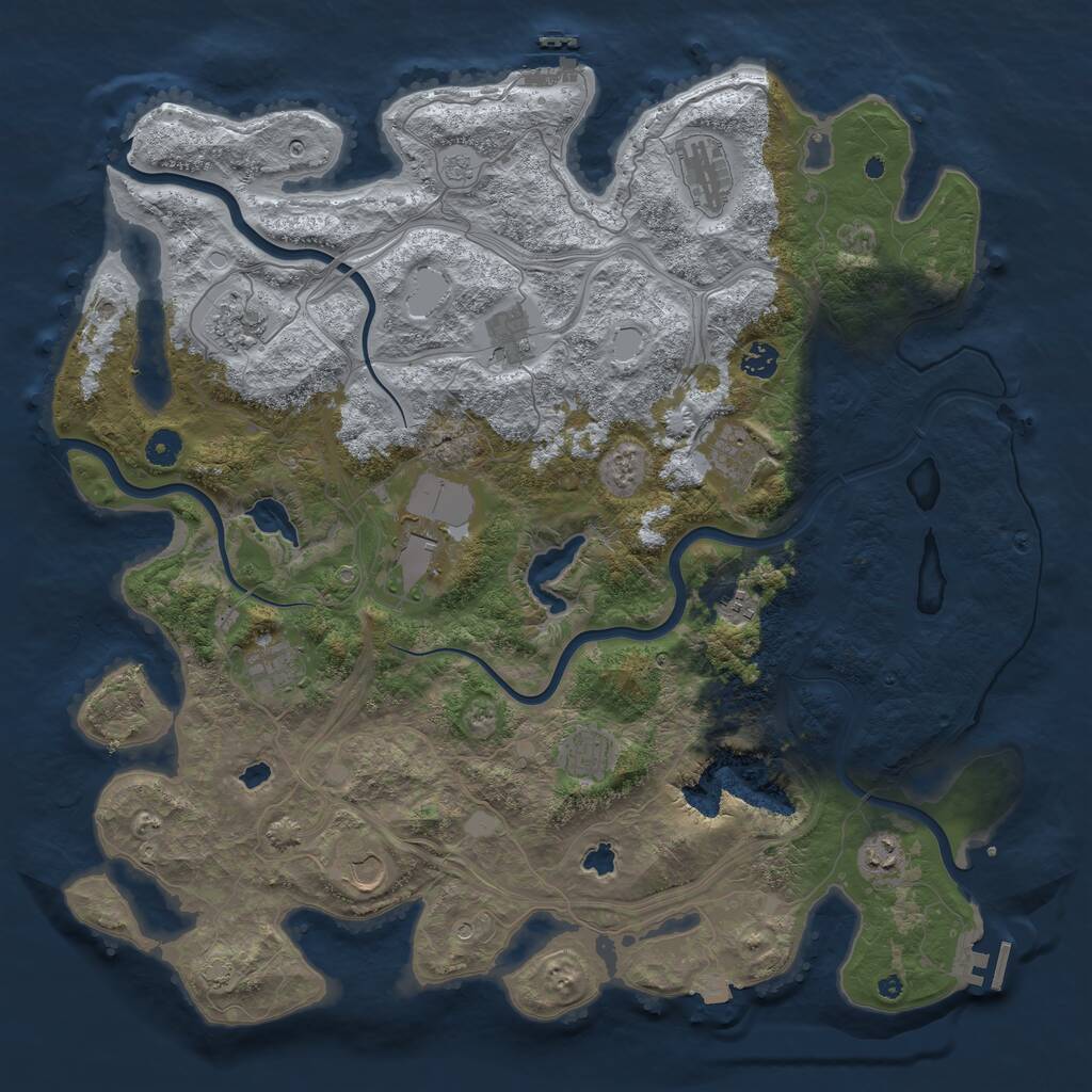 Rust Map: Procedural Map, Size: 4500, Seed: 1023990768, 17 Monuments