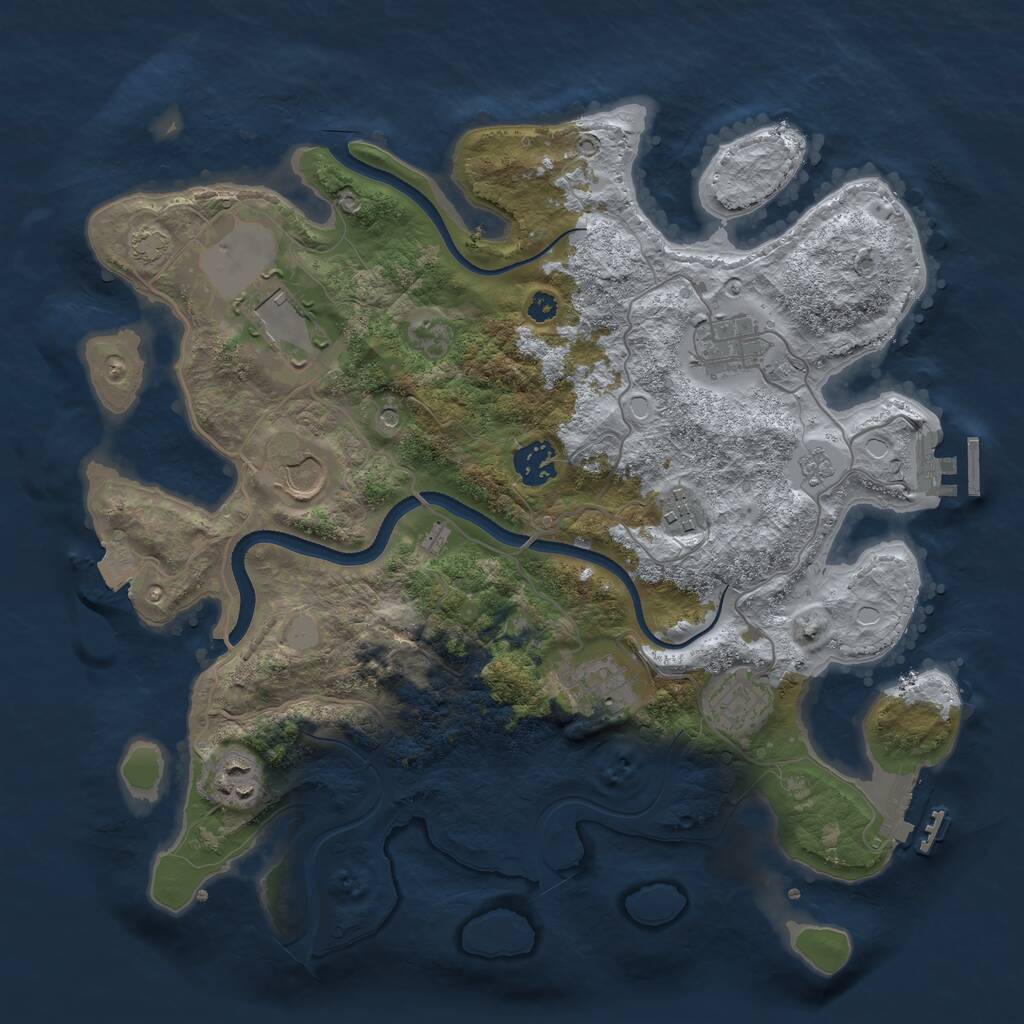 Rust Map: Procedural Map, Size: 3500, Seed: 425381, 14 Monuments