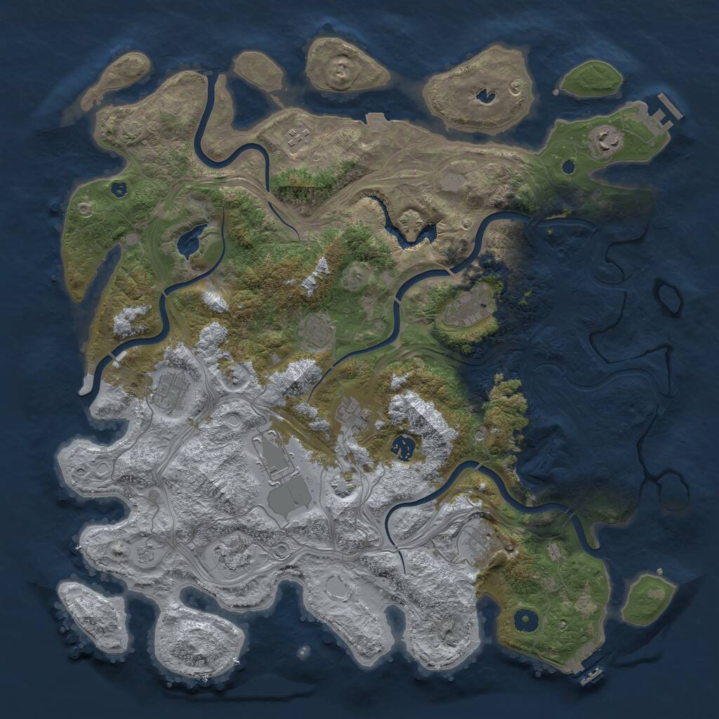 Rust Map: Procedural Map, Size: 4500, Seed: 1277783932, 16 Monuments