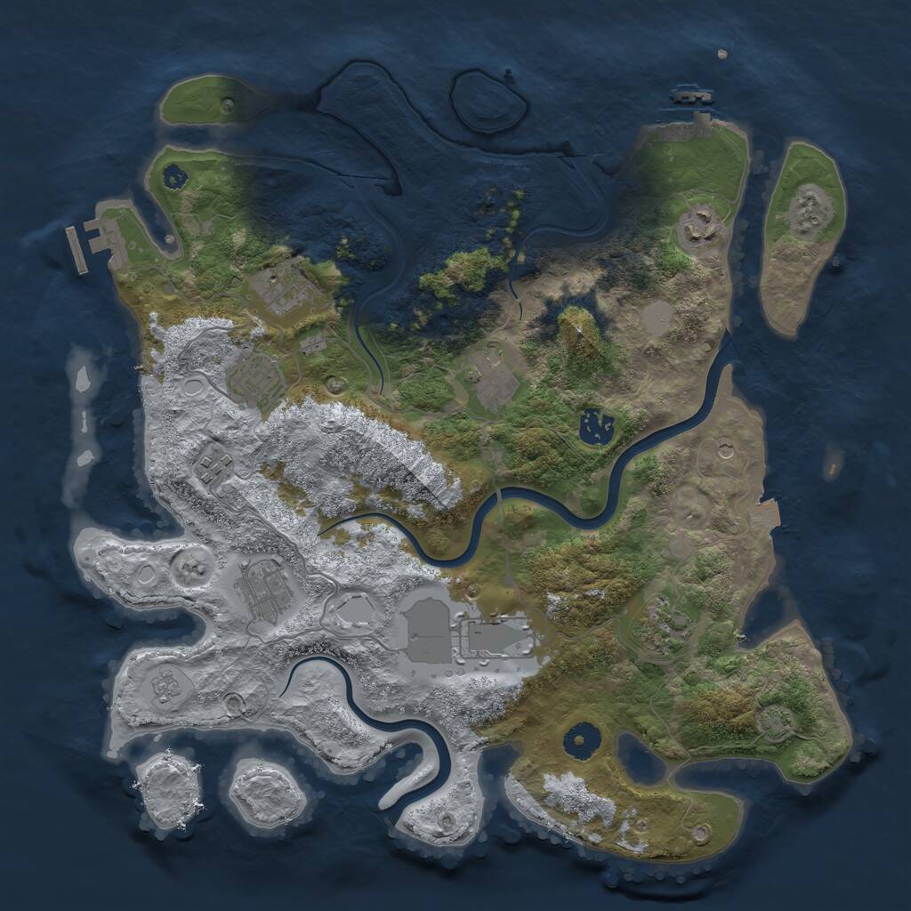 Rust Map: Procedural Map, Size: 3750, Seed: 2127081623, 15 Monuments