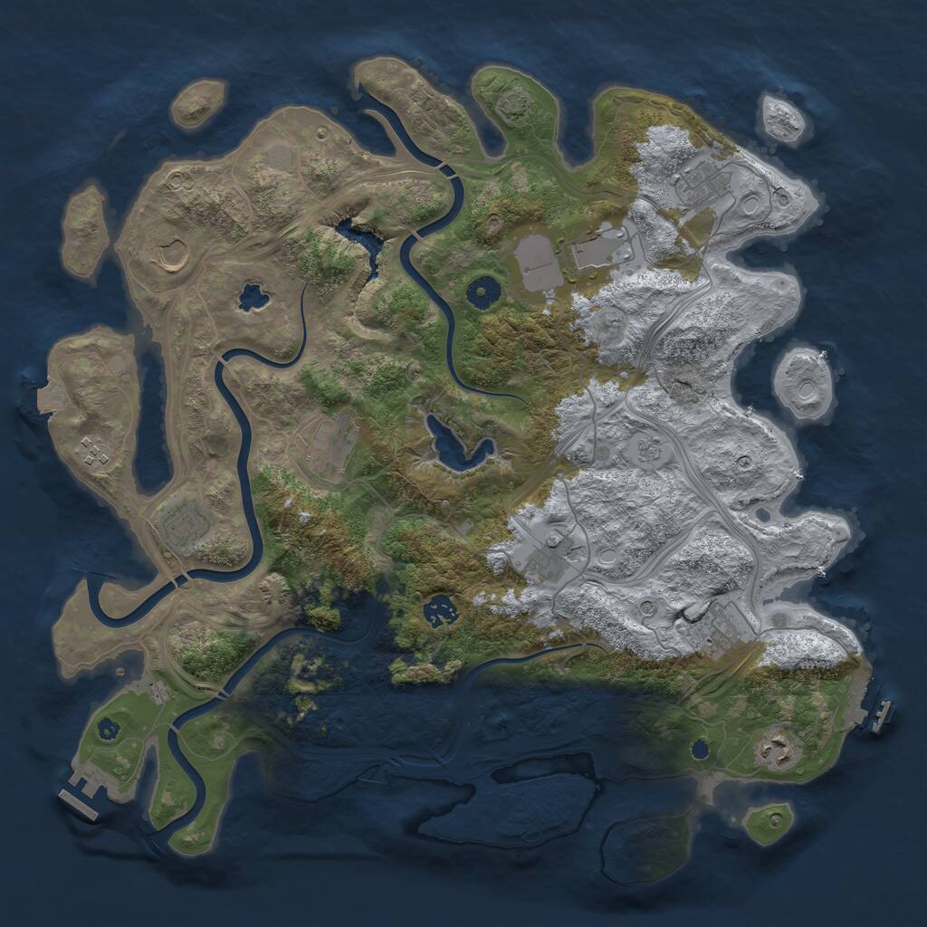 Rust Map: Procedural Map, Size: 4250, Seed: 593455514, 16 Monuments