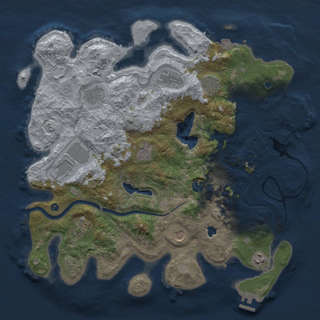 Rust Map: Procedural Map, Size: 4000, Seed: 72591, 16 Monuments