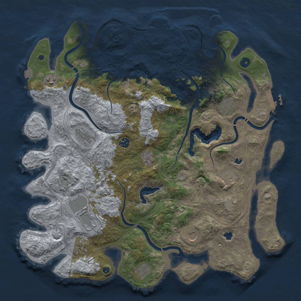 Rust Map: Procedural Map, Size: 4500, Seed: 1092177230, 17 Monuments