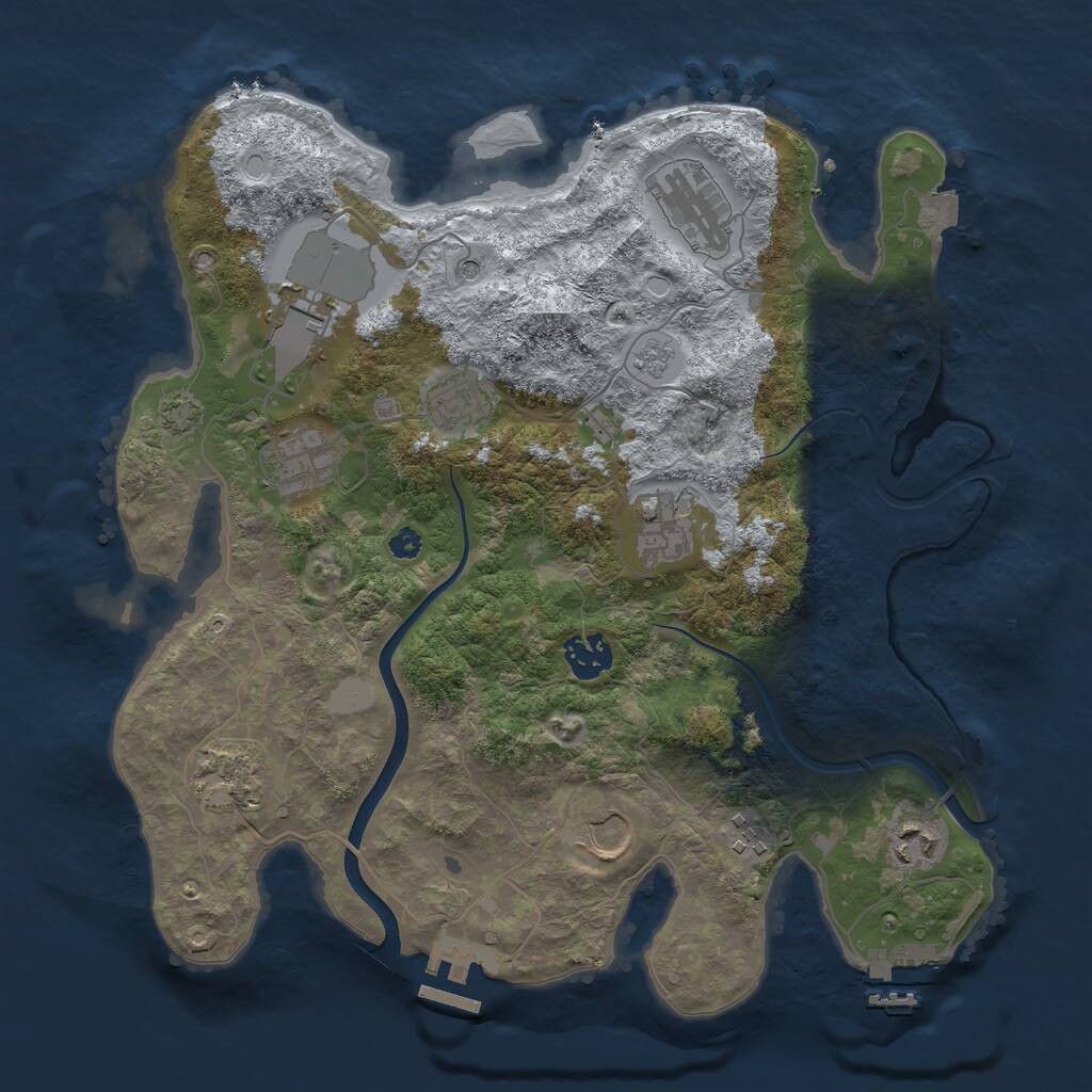 Rust Map: Procedural Map, Size: 3500, Seed: 453832400, 16 Monuments