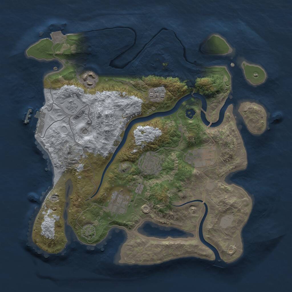 Rust Map: Procedural Map, Size: 3000, Seed: 792937415, 10 Monuments