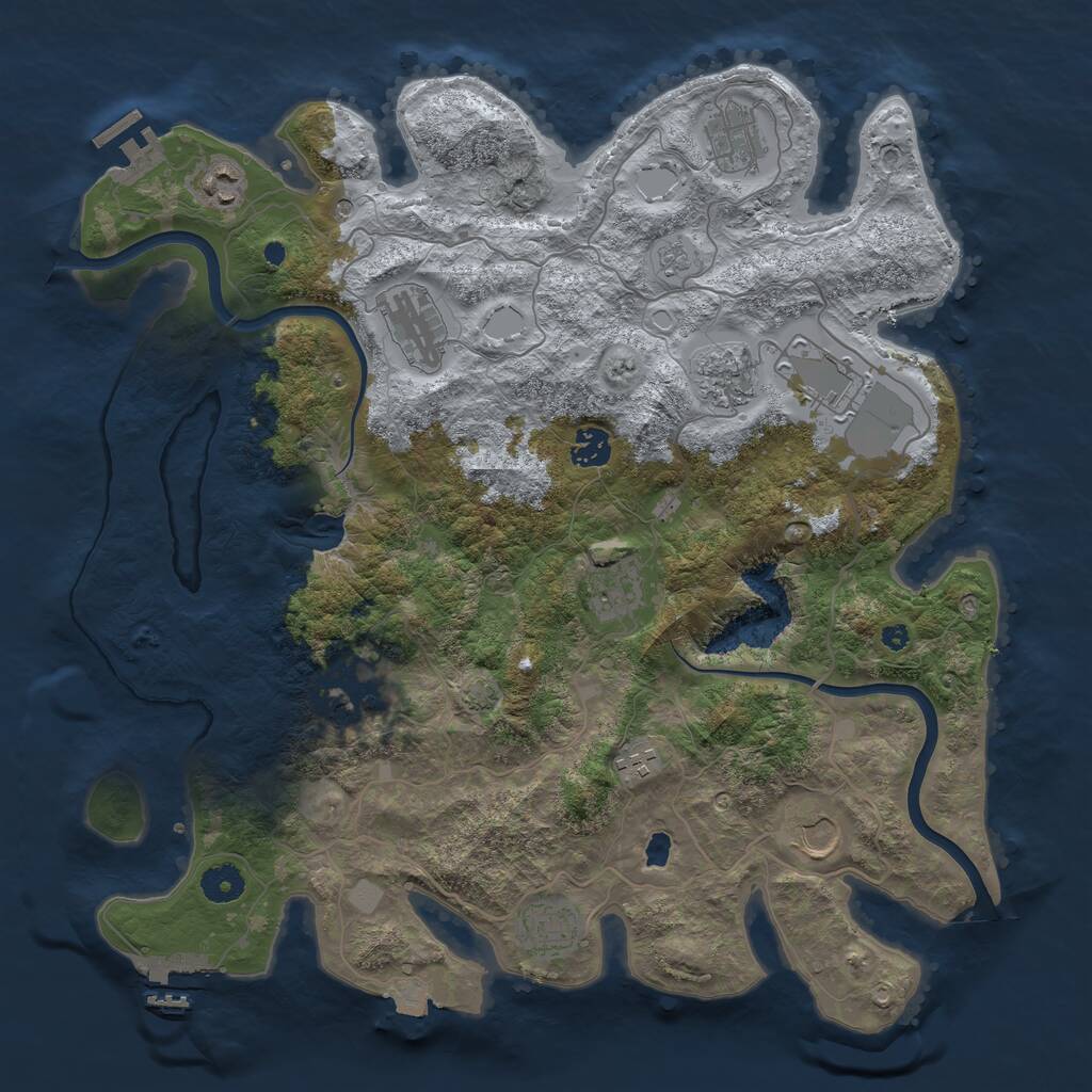 Rust Map: Procedural Map, Size: 4000, Seed: 1872674306, 17 Monuments
